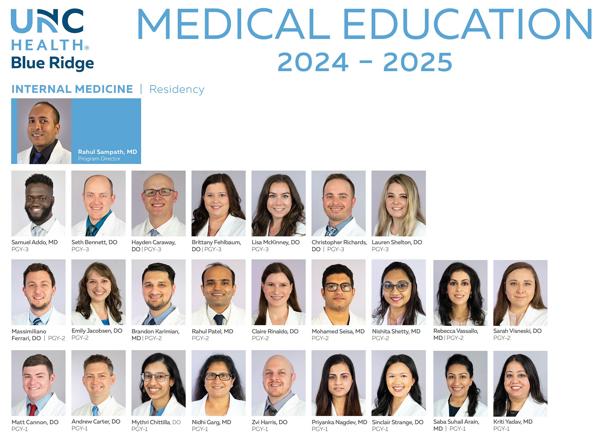 Internal medicine residents for Program Year 2024-2025