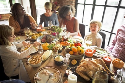 Family at the dinner table 